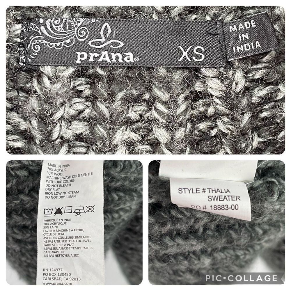 Prana Thalia Sweater Vest Cardigan Sleeveless‎ Open Front Chunky Gray Women XS - Picture 11 of 11